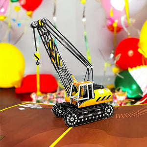 Happy Birthday All Age Crane Truck 3D Pop Card – Perfect Birthday Gift for Construction Enthusiasts.