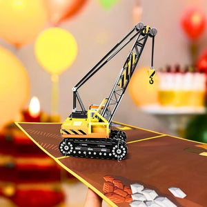 Happy Birthday All Age Crane Truck 3D Pop Card – Perfect Birthday Gift for Construction Enthusiasts.