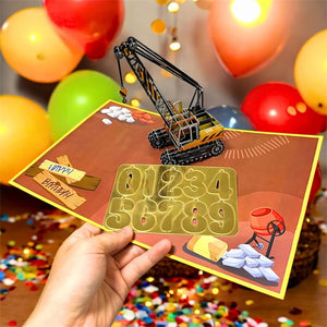 Happy Birthday All Age Crane Truck 3D Pop Card – Perfect Birthday Gift for Construction Enthusiasts.