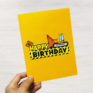 Happy Birthday All Age Crane Truck 3D Pop Card – Perfect Birthday Gift for Construction Enthusiasts.