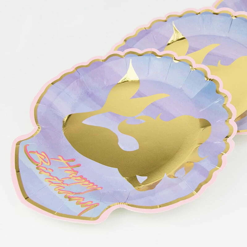 Happy Birthday Mermaid Foil Paper Plates 8pk