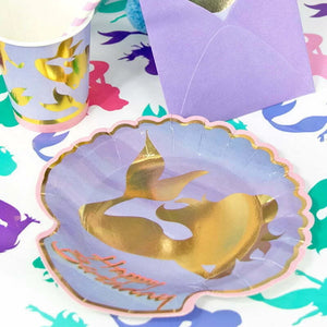 Happy Birthday Mermaid Foil Paper Plates 8pk