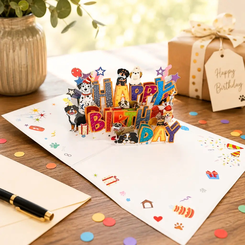 Dog Happy Birthday Party Pop Up Card