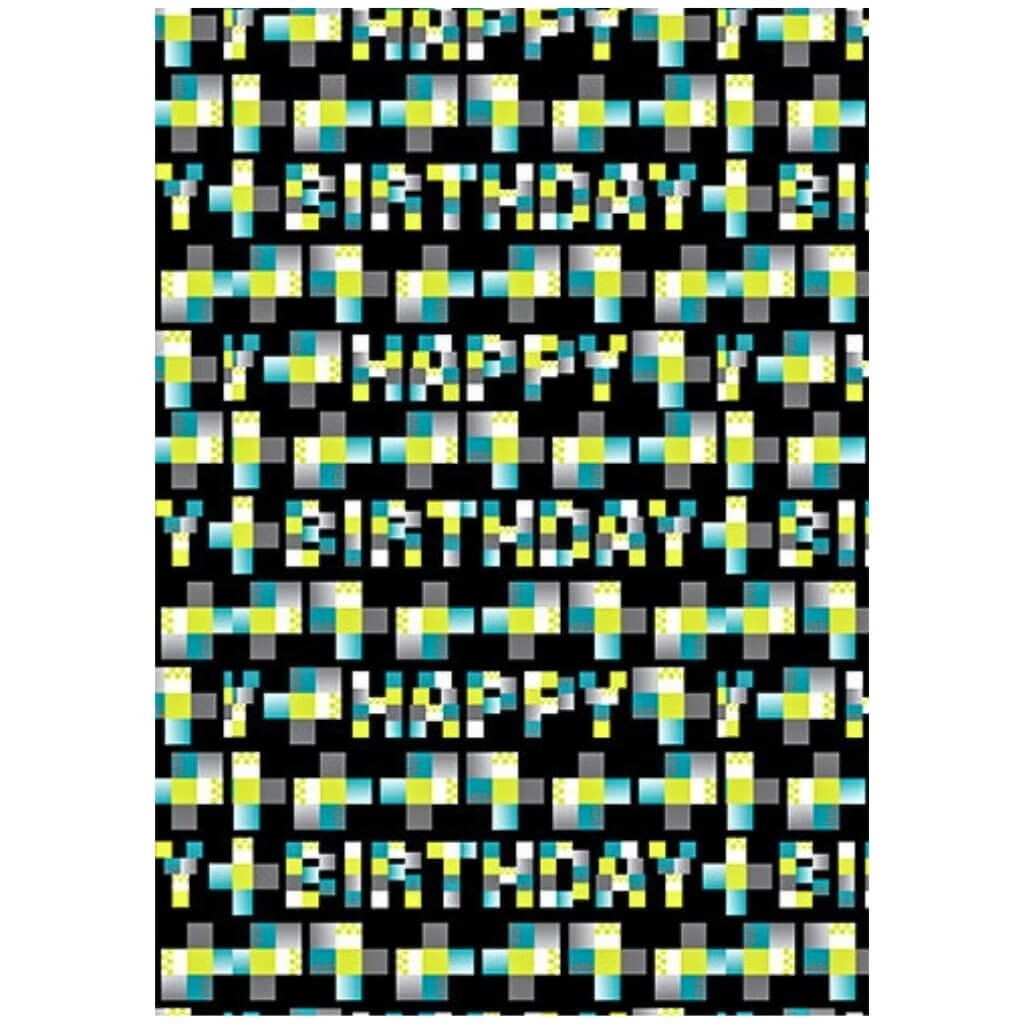 Artwrap Happy Birthday pixel gift wrapping paper sheet