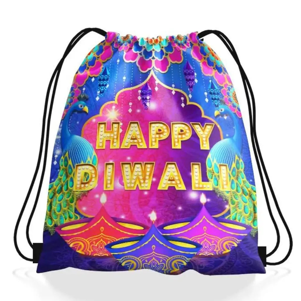 Rainbow Happy Diwali Drawstring Backpack