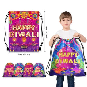 Rainbow Happy Diwali Drawstring Backpack