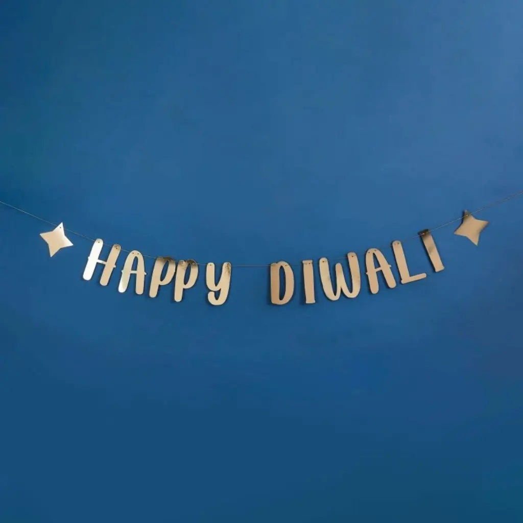 Metallic gold Happy Diwali hanging banner