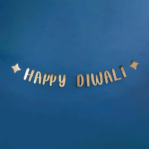Metallic gold Happy Diwali hanging banner