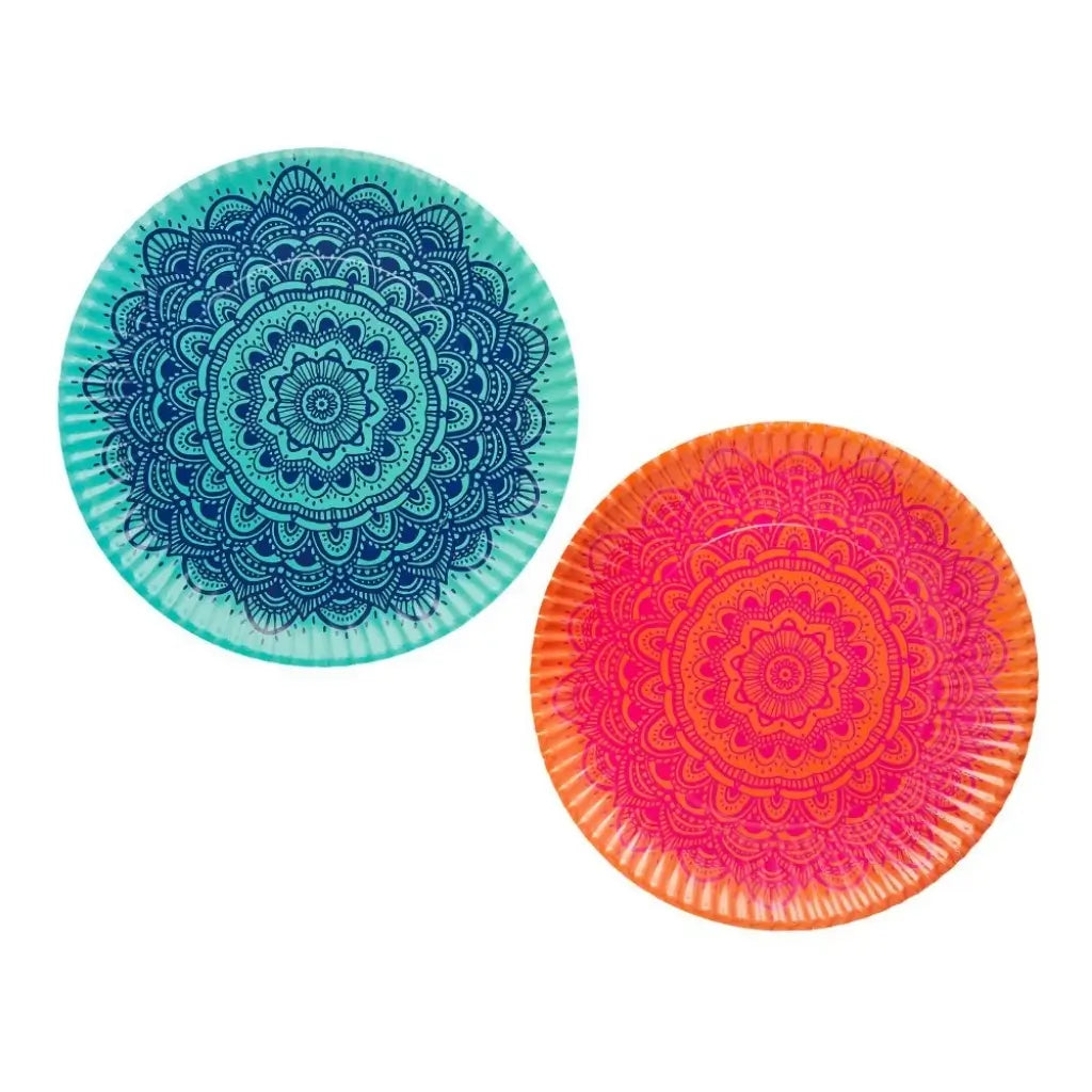 Colourful Diwali mandala serving platters