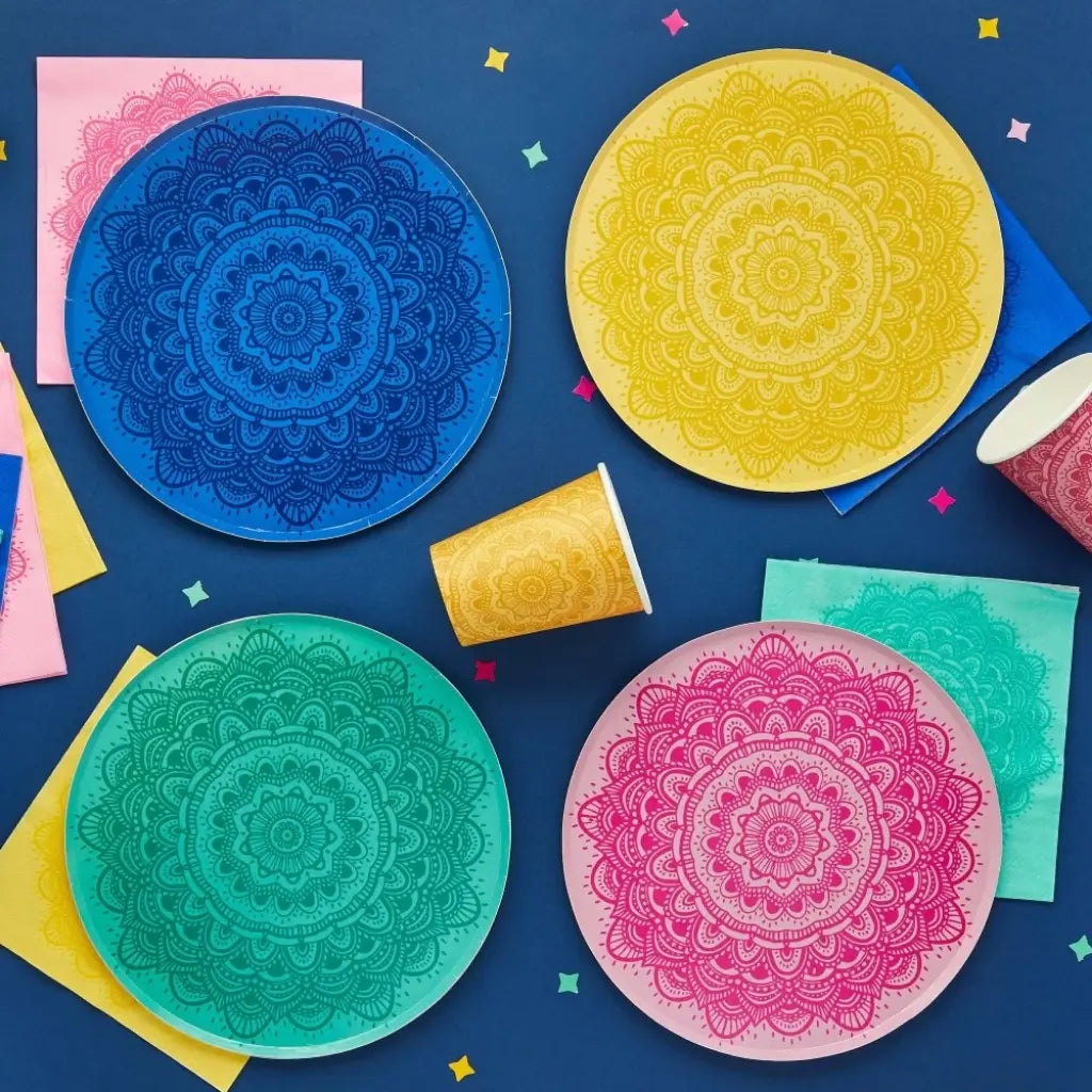 Happy Diwali Mandala 23cm paper plates pack of 8