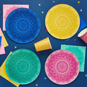 Happy Diwali Mandala 23cm paper plates pack of 8