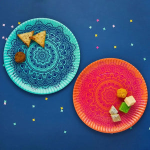 Happy Diwali Mandala large paper platters pack of 2