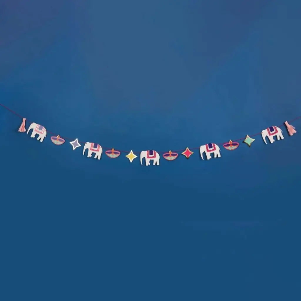Happy Diwali tissue tassel card garland 2.5 metres