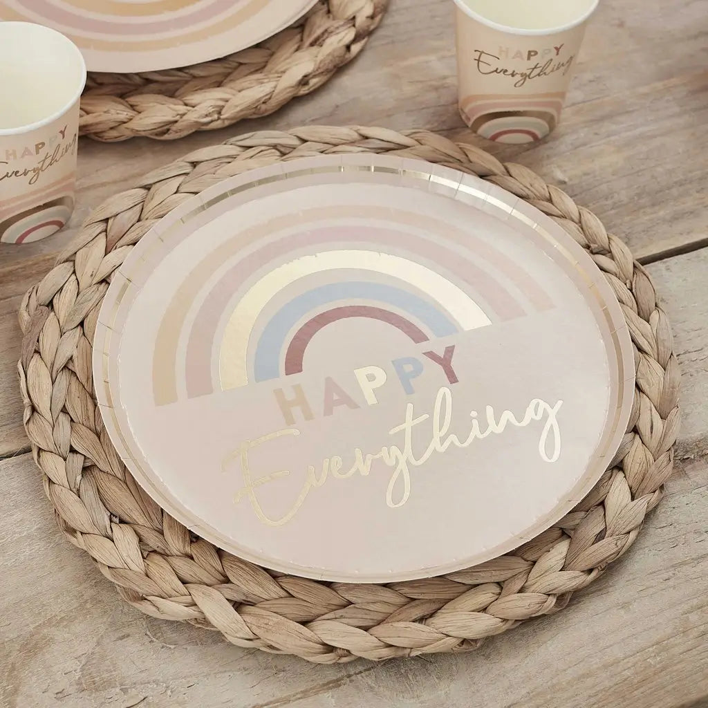 Happy Everything Natural Rainbow Plates 8pk
