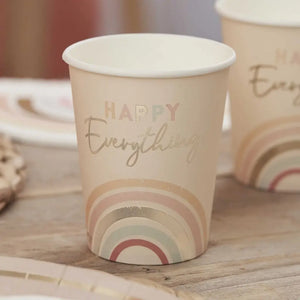 Happy Everything Natural Rainbow Birthday Party Cups 8pk