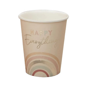 Happy Everything Natural Rainbow Birthday Party Cups 8pk