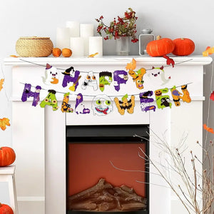 Creepy Happy Halloween Paper Banner