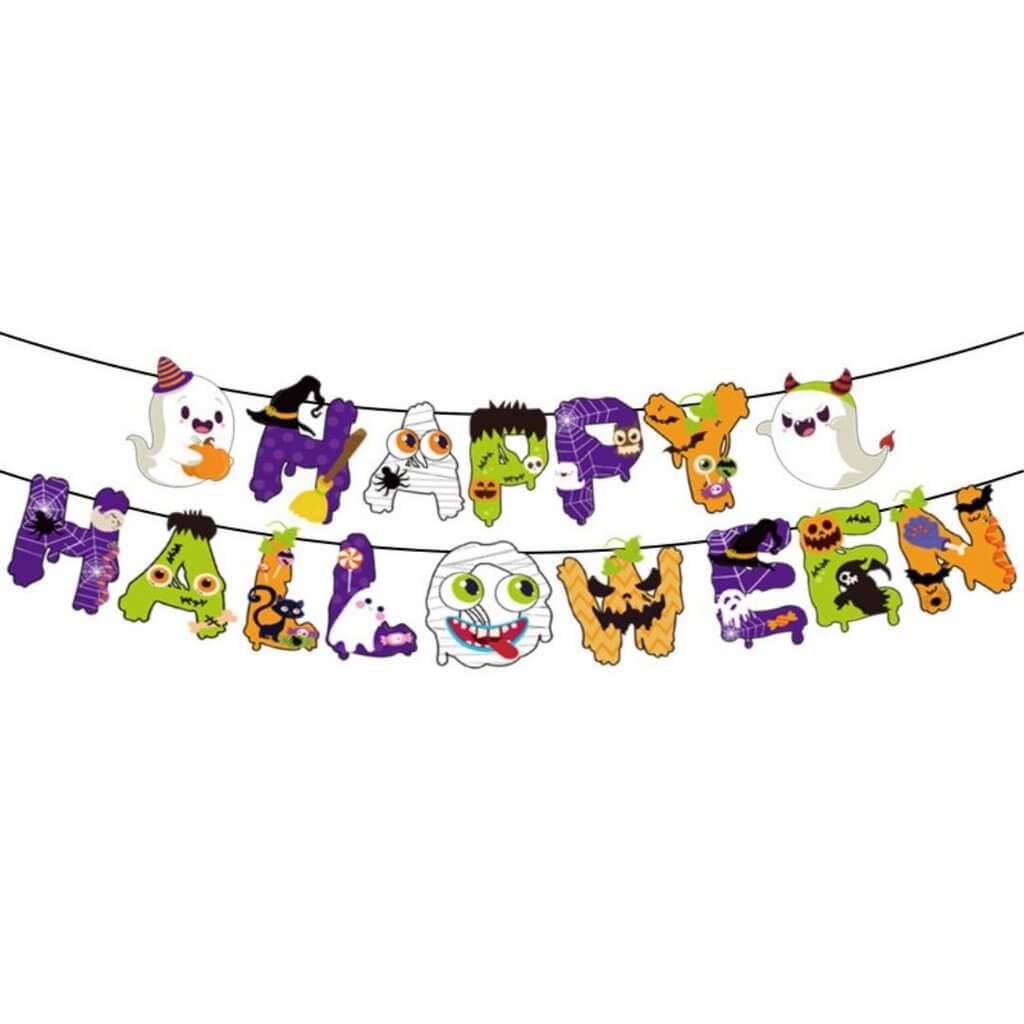 Creepy Happy Halloween Paper Banner