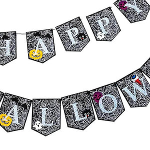 Grey Happy Halloween Tomb Shaped Paper Banner