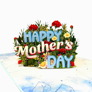 Happy Mother's Day Blue Spring Flower Garden 3D Card