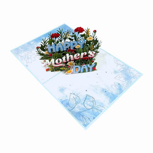 Happy Mother's Day Blue Spring Flower Garden 3D Card