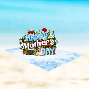 Happy Mother's Day Blue Spring Flower Garden 3D Card