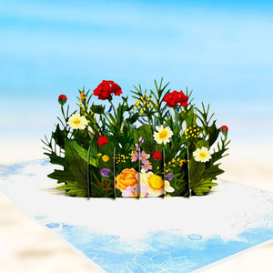 Happy Mother's Day Blue Spring Flower Garden 3D Card