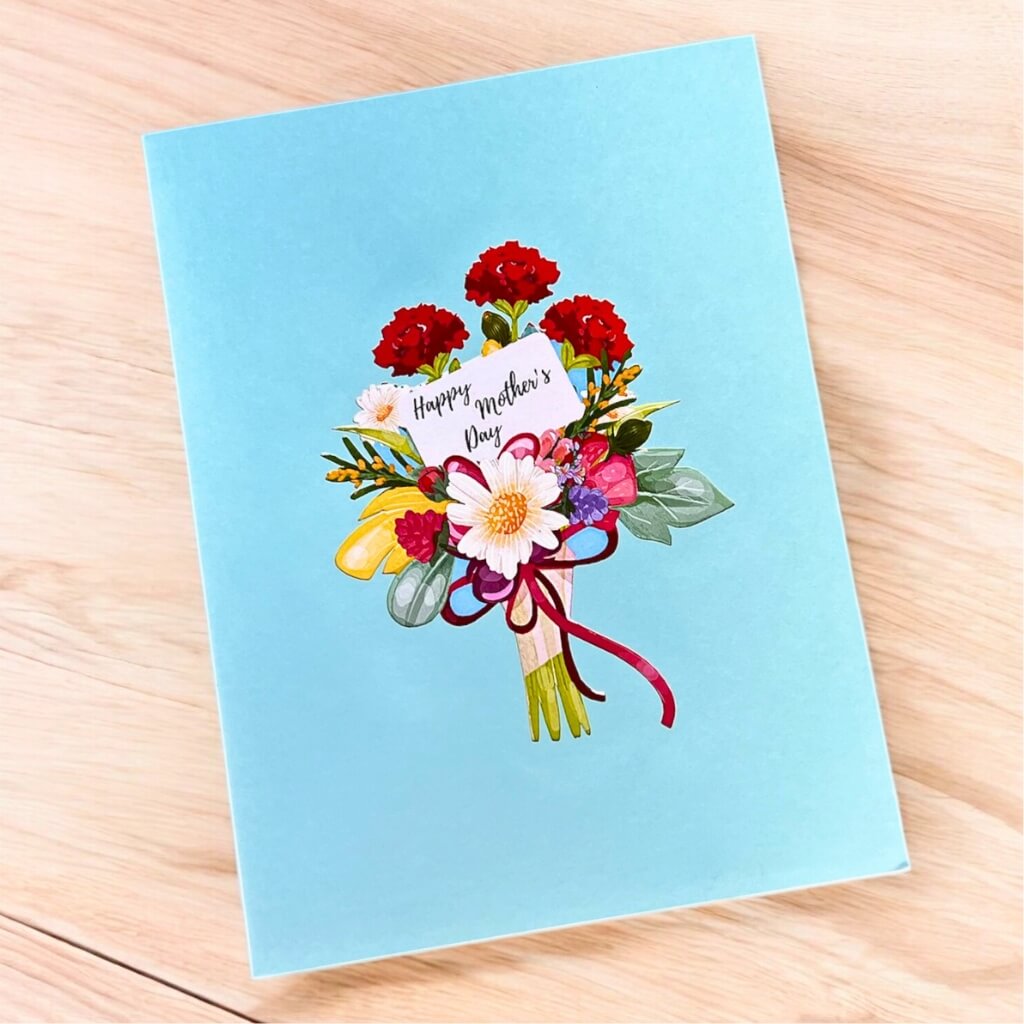 Happy Mother's Day Blue Spring Flower Garden 3D Card