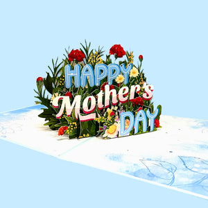 Happy Mother's Day Blue Spring Flower Garden 3D Card