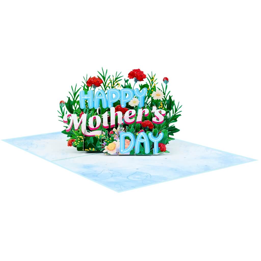 Happy Mother's Day Blue Spring Flower Garden 3D Card