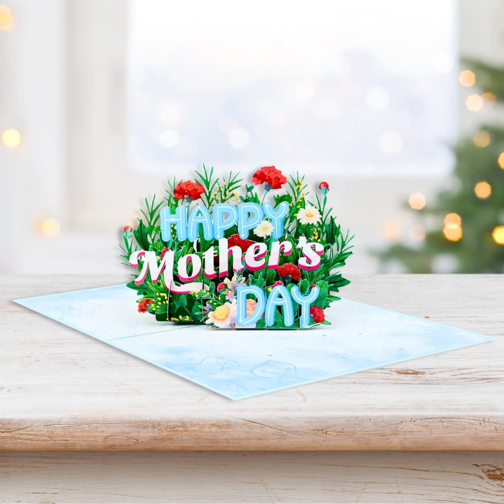 Happy Mother's Day Blue Spring Flower Garden 3D Card