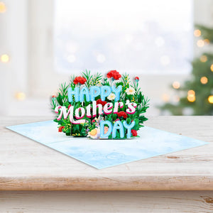 Happy Mother's Day Blue Spring Flower Garden 3D Card