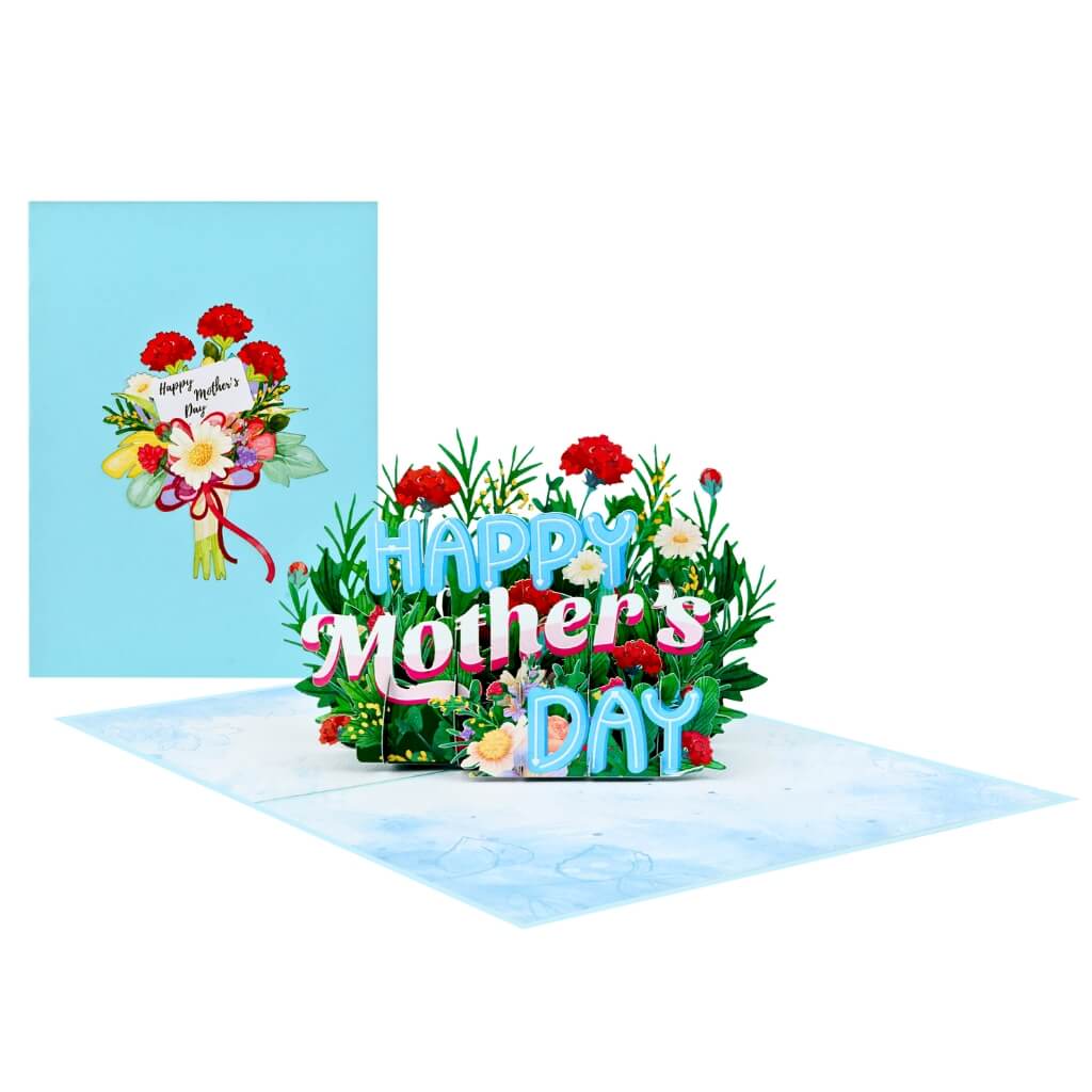 Happy Mother's Day Blue Spring Flower Garden 3D Card