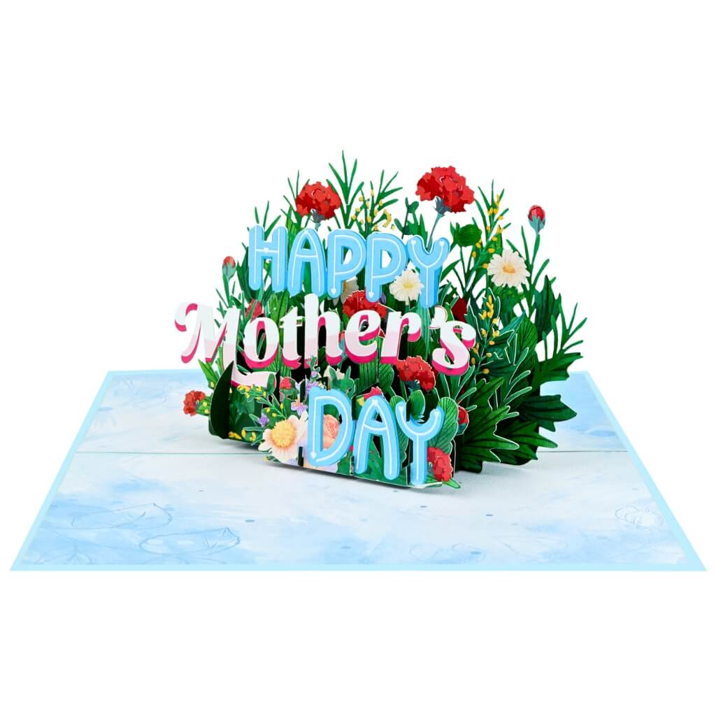 Happy Mother's Day Blue Spring Flower Garden 3D Card