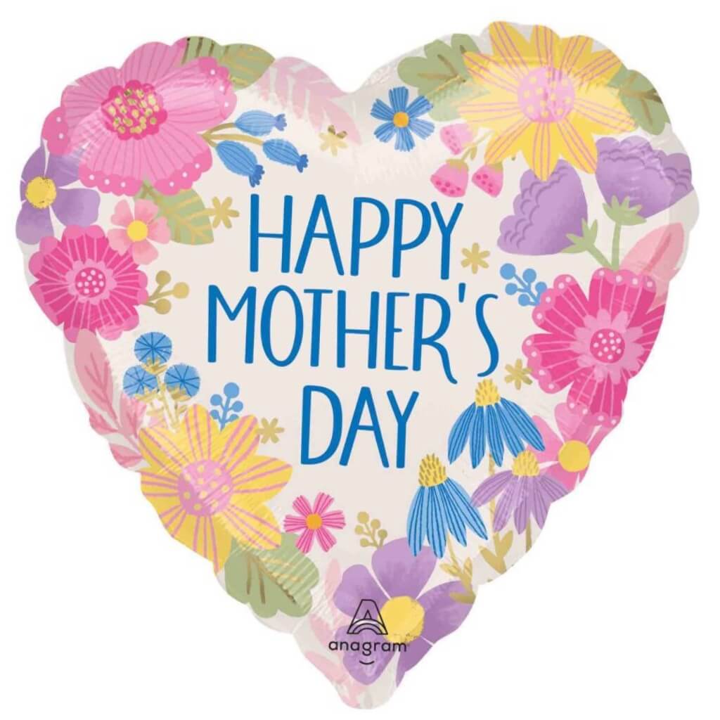 Happy Mother's Day Botanical Heart Balloon 45cm