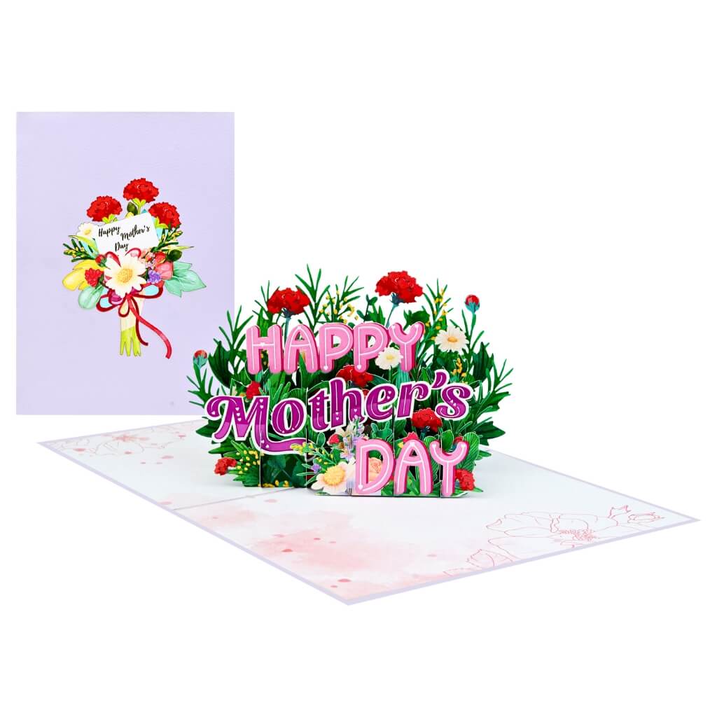 Handcrafted 'Happy Mother's Day' Colourful Spring Flower Garden 3D Card