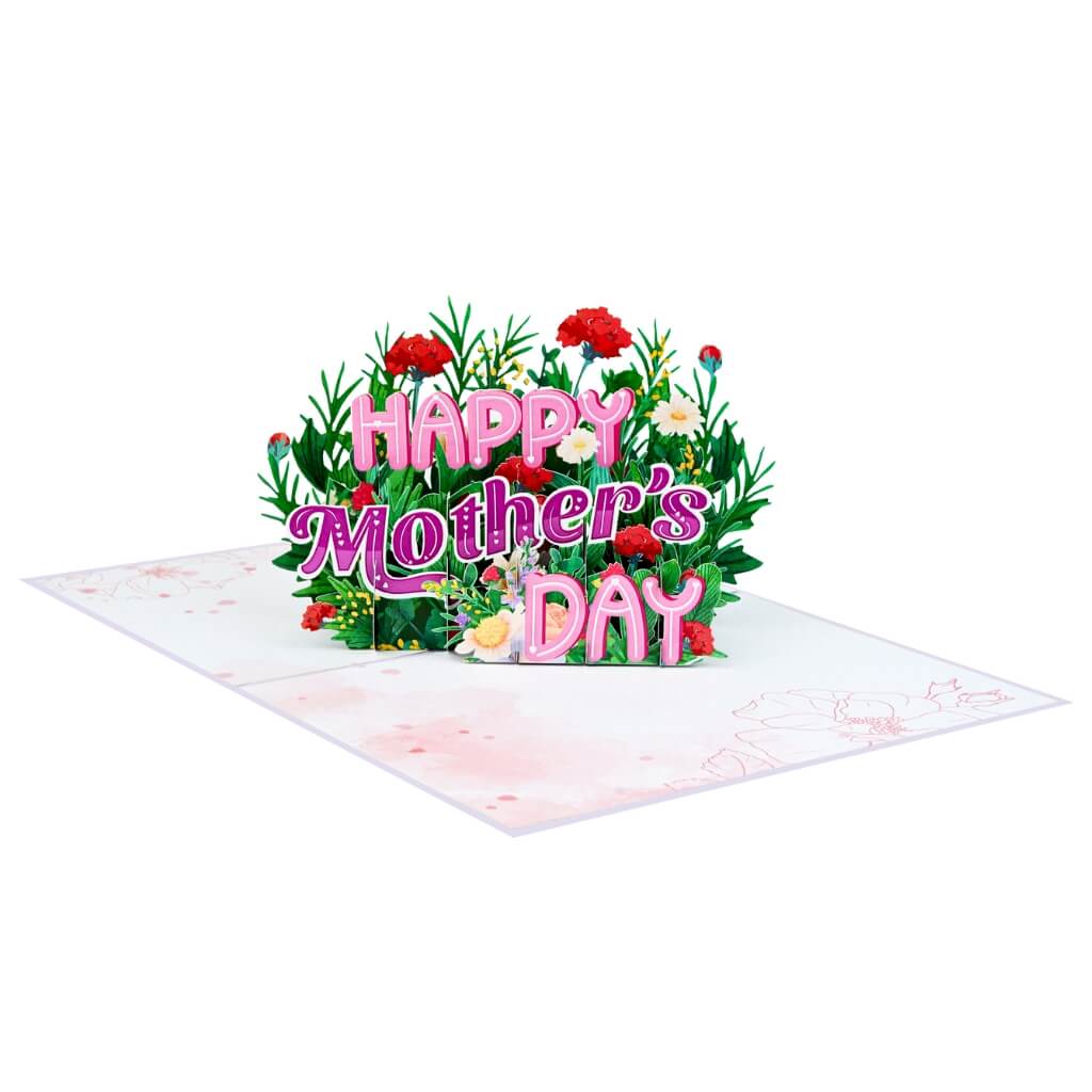 Handcrafted 'Happy Mother's Day' Colourful Spring Flower Garden 3D Card