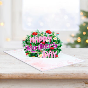 Handcrafted 'Happy Mother's Day' Colourful Spring Flower Garden 3D Card