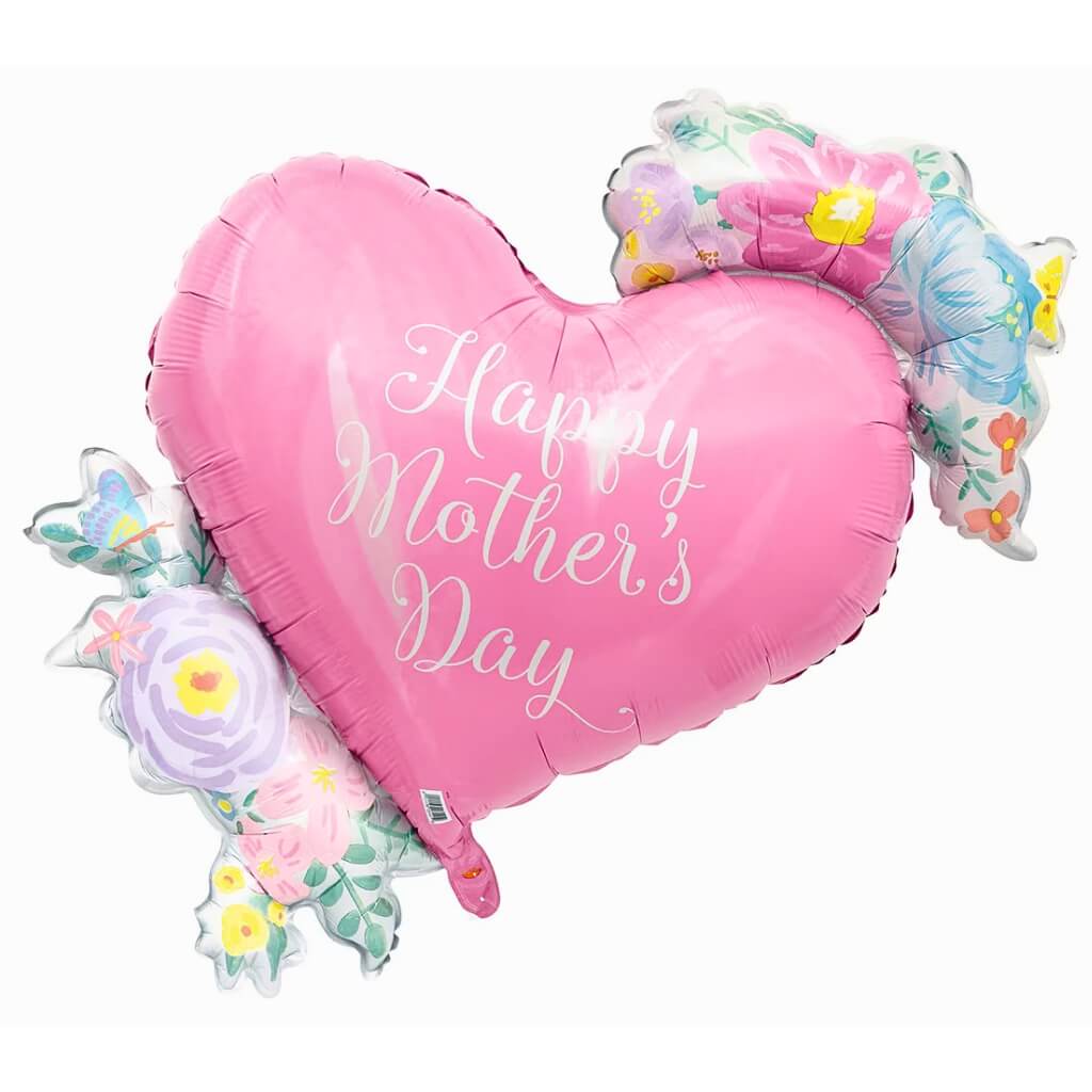 Floral Happy Mother’s Day heart foil balloon