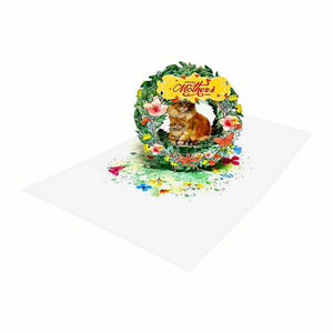 Happy Mother's Day Mum & Bub Cat in Floral Wreath 3D Card