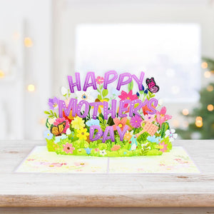 Handmade Happy Mother's Day Purple Spring Flower Garden Floral Card