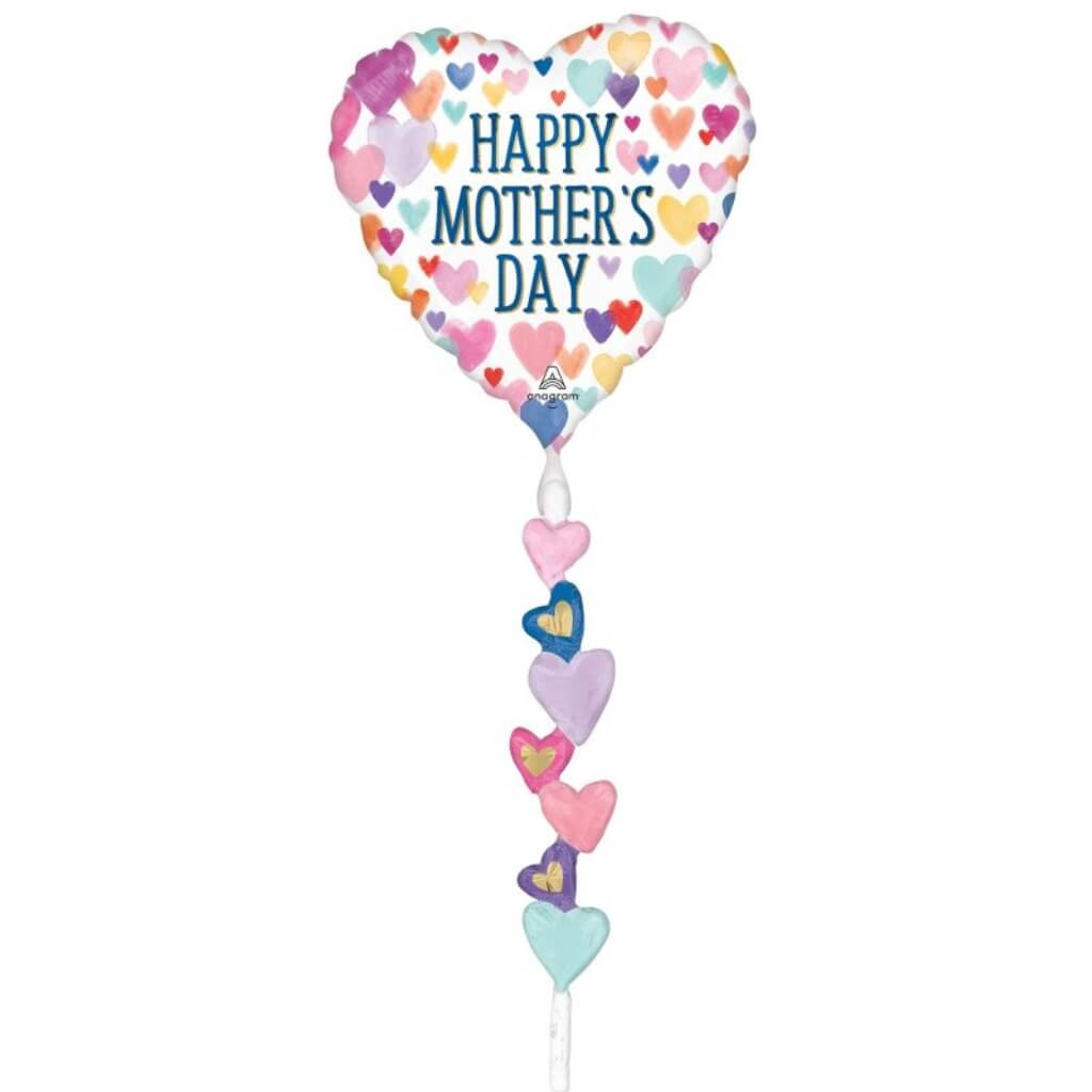 Happy Mother's Day Sprinkled Hearts Tail AirWalker Balloon