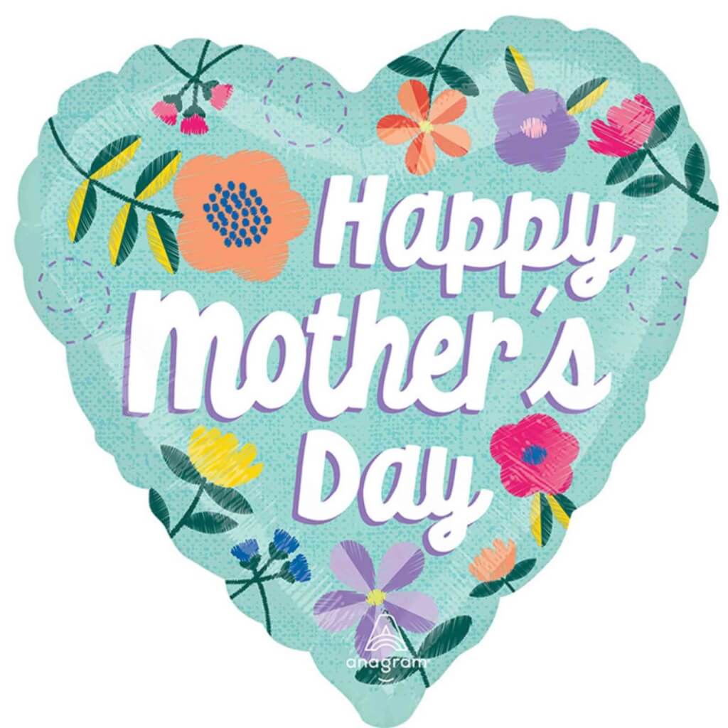 45cm Happy Mother’s Day Threaded Love Heart Foil Balloon