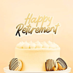 Gold Happy Retirement cake topper