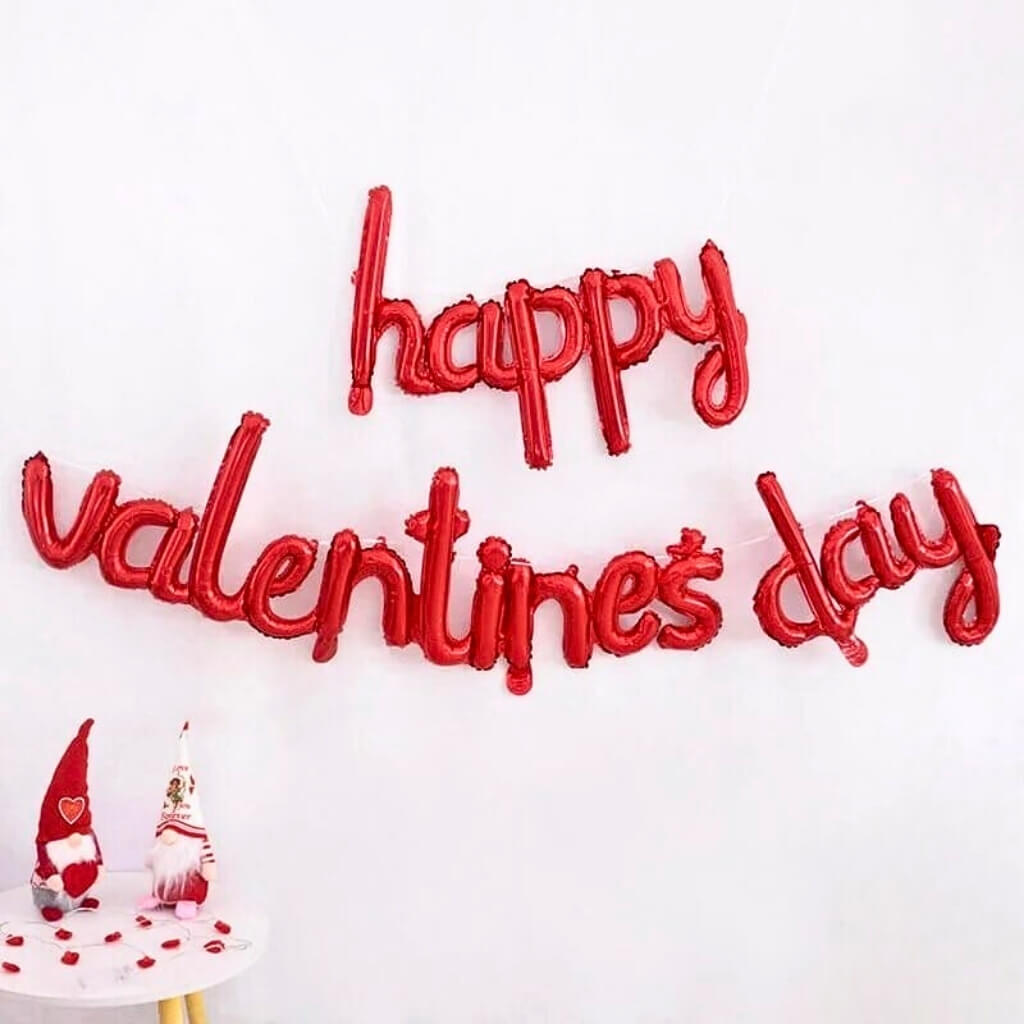 Happy Valentine’s Day red foil balloon banner