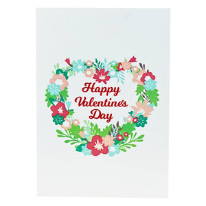 Happy Valentine's Day Floral Love Heart Wreath 3D Pop Card