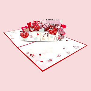 Happy Valentine's Day Red Love Heart Garden 3D Pop Card