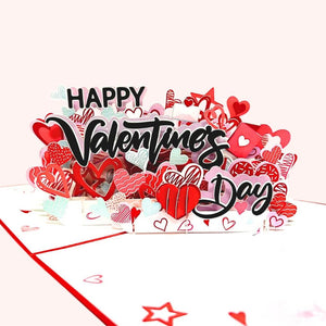 Happy Valentine's Day Red Love Heart Garden 3D Pop Card