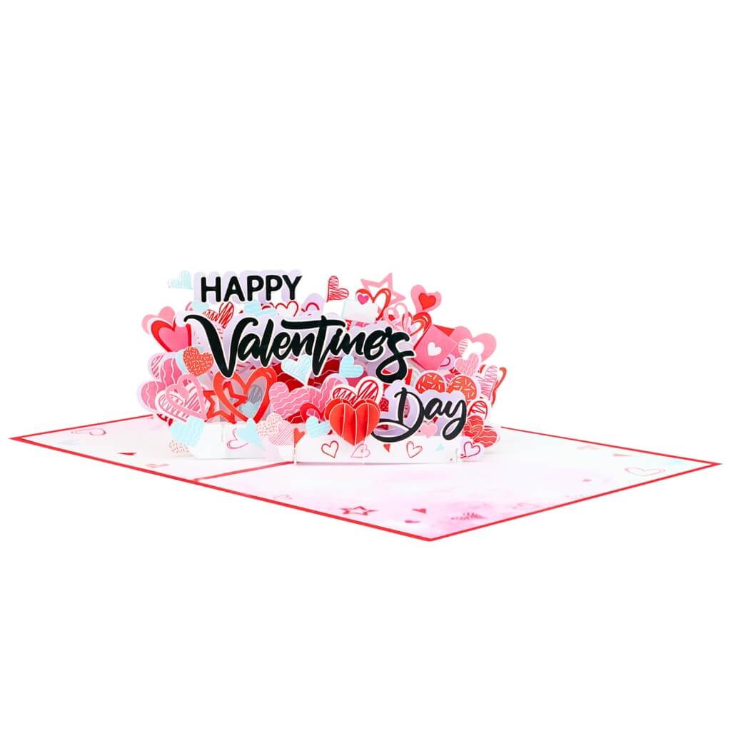 Happy Valentine's Day Red Love Heart Garden 3D Pop Card