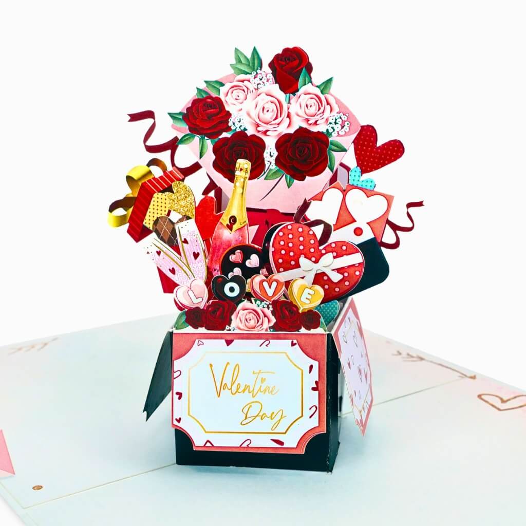 Happy Valentine's Day Romantic Gift Hampers Pop Card